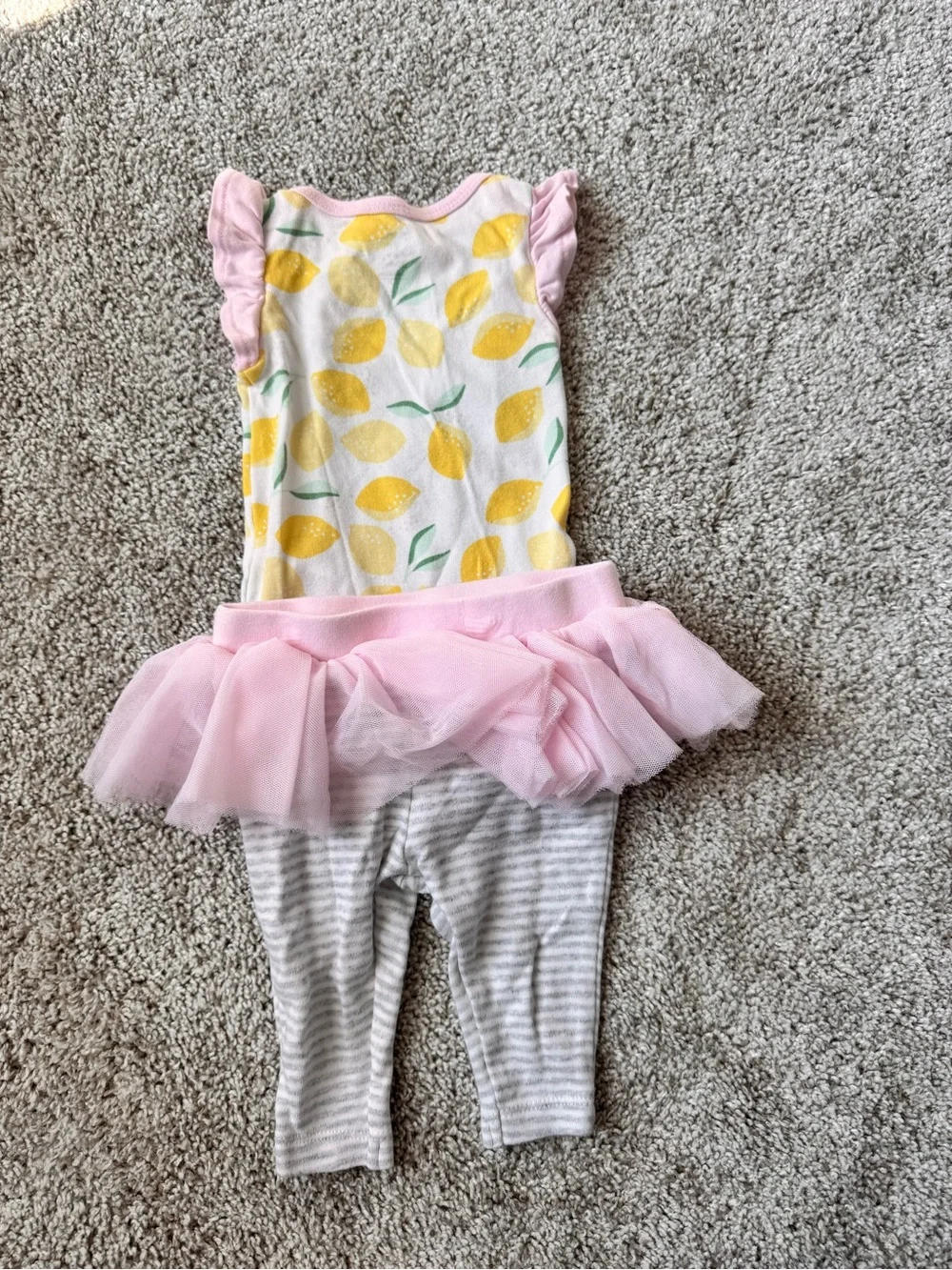 Baby Girl Outfit Bundle Lemon Tutu Baby Outfit Yellow Pleated Dress 0-3 Months